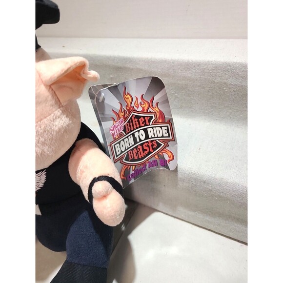 NWT Born Free Ride Free Plush Pig w/ Hat Jumpsuit 14" Motorcycle - Picture 2 of 4